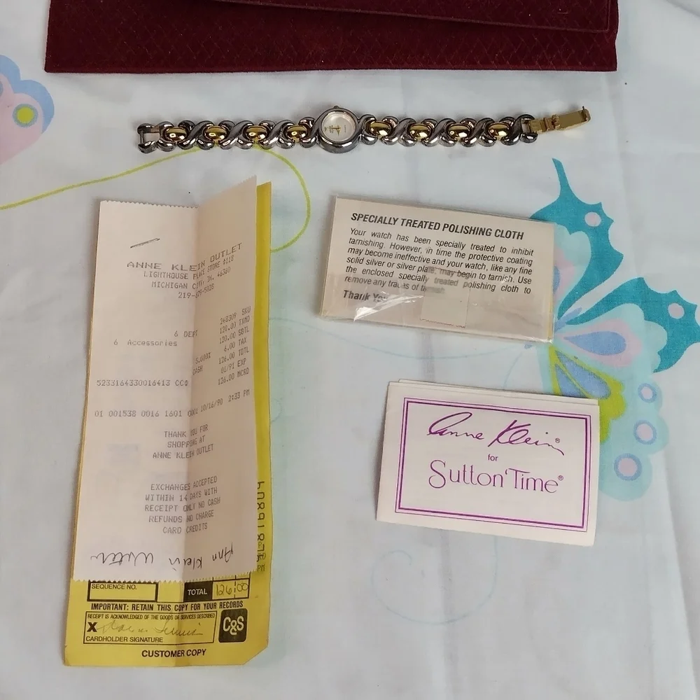 vtg anne klein womens Silver And Gold Tone Watch 1990 Designer Fashion Style